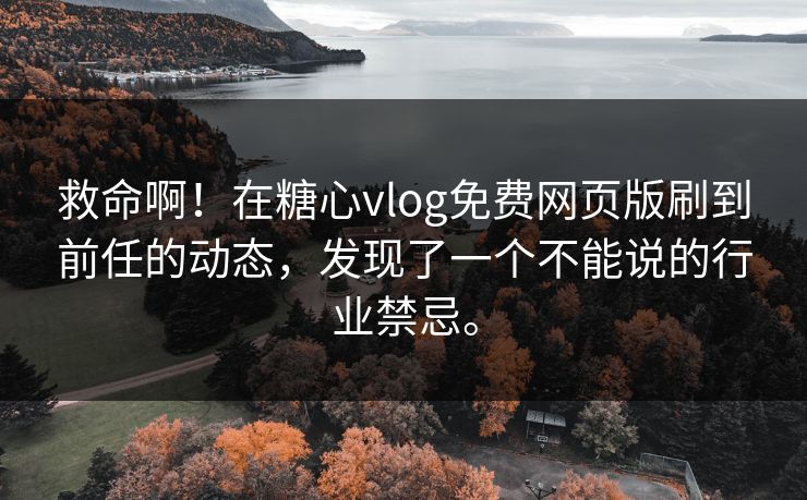 救命啊！在糖心vlog免费网页版刷到前任的动态，发现了一个不能说的行业禁忌。